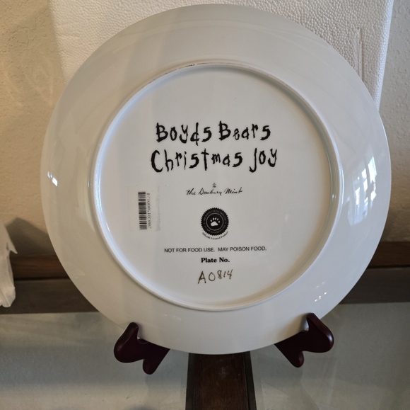 NEW in original box- Boyds Bears 'Christmas Joy' Danbury Mint numbered plate. - Picture 2 of 9